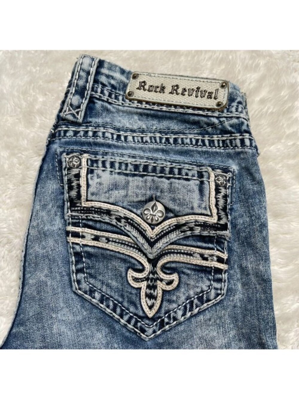 Rock Revival Indi Ankle Skinny Jeans Women Size 29 Blue Acid Wash Stretch